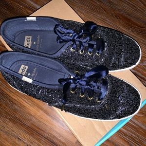 Kate Spade Navy Glitter Sneakers